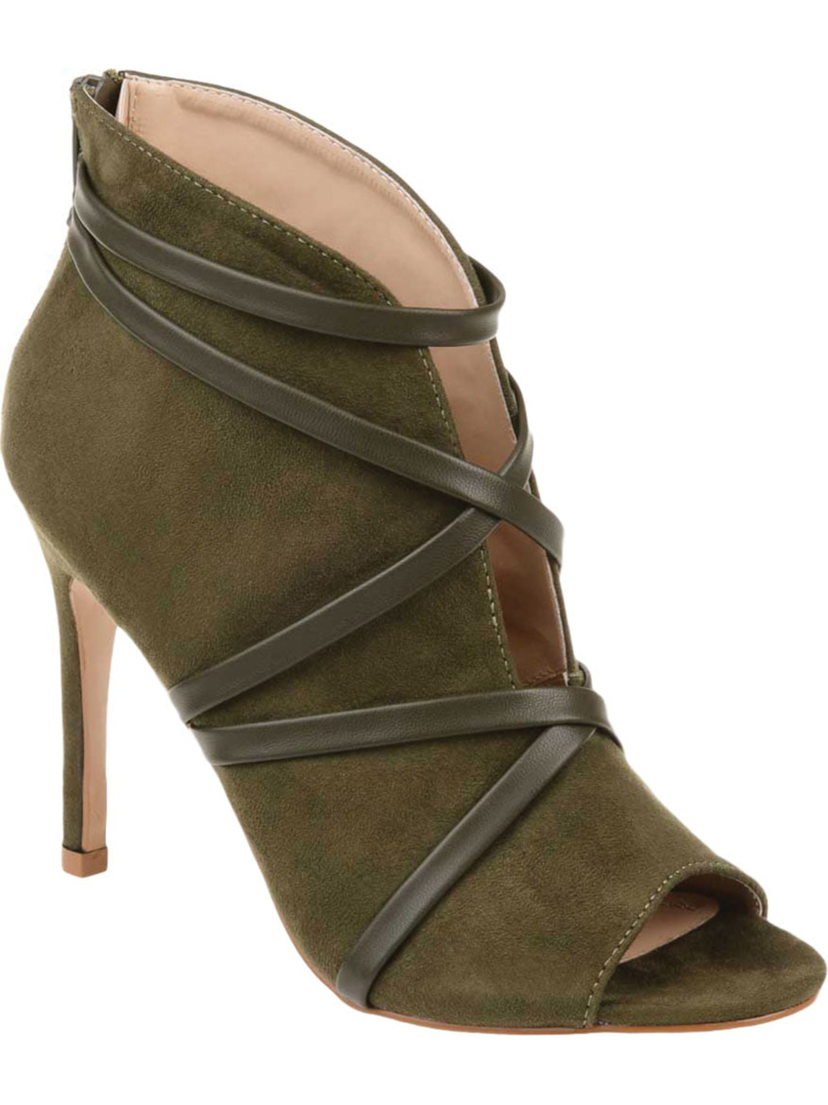 CHAMPION Womens Green V-Cut Vamp Strappy Samara Peep Toe Stiletto Booties 8.5