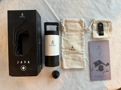 New! VSSL Java White Portable Manual Coffee Espresso 20g Burr Grinder. Camping