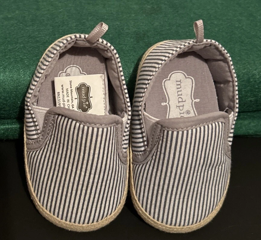 Zapatos para cuna Chambray sin cordones de Mud Pie 6M Foto 4 de 4