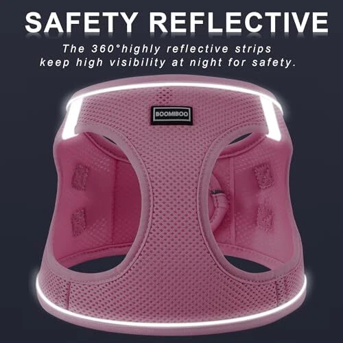 Dog Harness with Leash Set, No Pull Adjustable M(Chest:16"-18") Pink