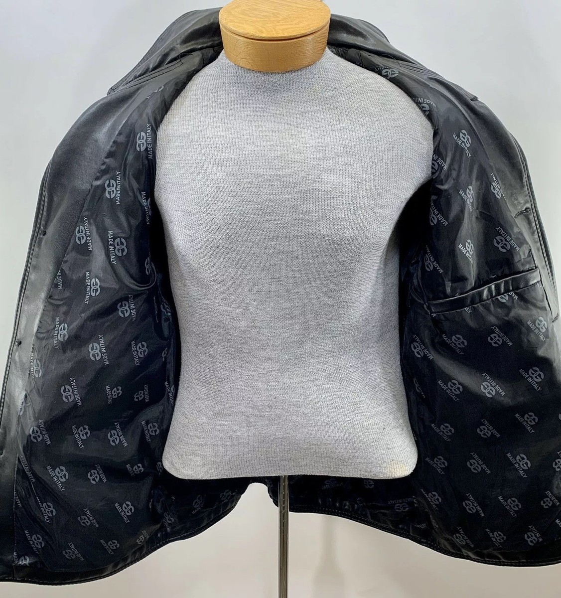 Genuine Garment GG Leather Jacket Coat Black Made In Italy Vintage