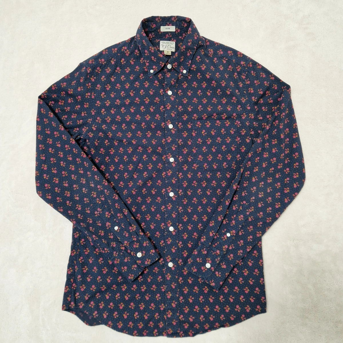 Chemise J.Crew Homme 100% Coton Blanc à Pois, Manches Longues, Boutonnage Classique, Taille M