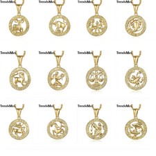 White/Yellow Gold Filled 12 Horoscope Zodiac Pendant Necklace 20-22" Box Chain