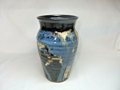 Andrew Russell Vase Keramik blau Tropfglasur Studiokeramik Handarbeit handgeworfen