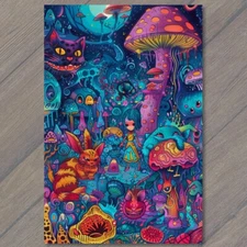 8.5x11"  Alice Wonderland Cheshire Cat Trippy Reimagined Psychedelic Strange Fun