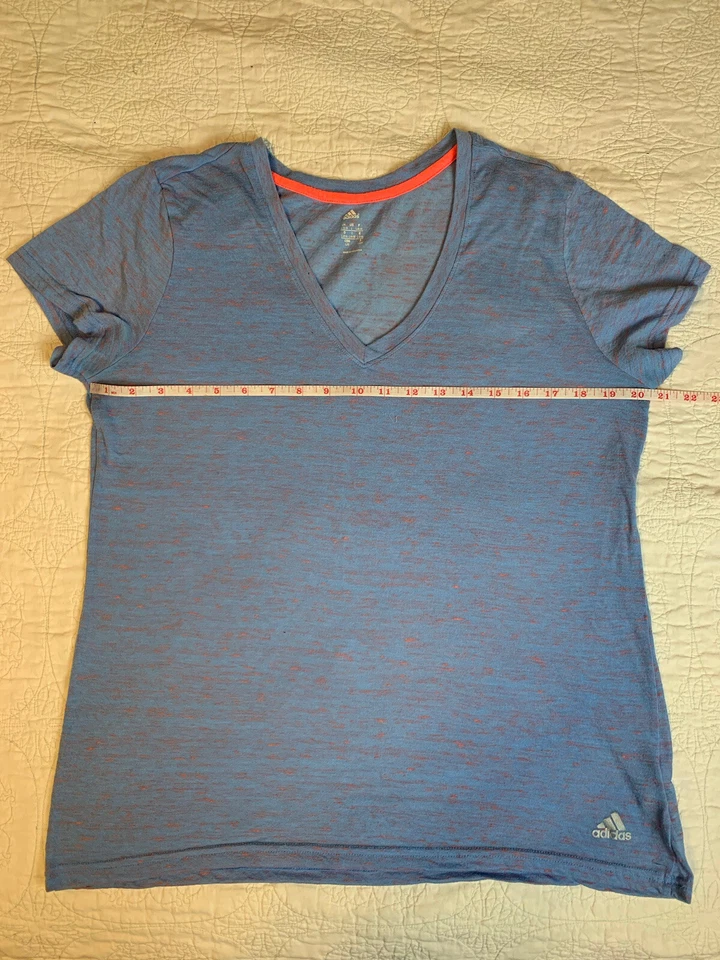 ADIDAS Womens Blue Orange Marbled Thin Fitness Sport Tshirt Size L - Image 4 of 4