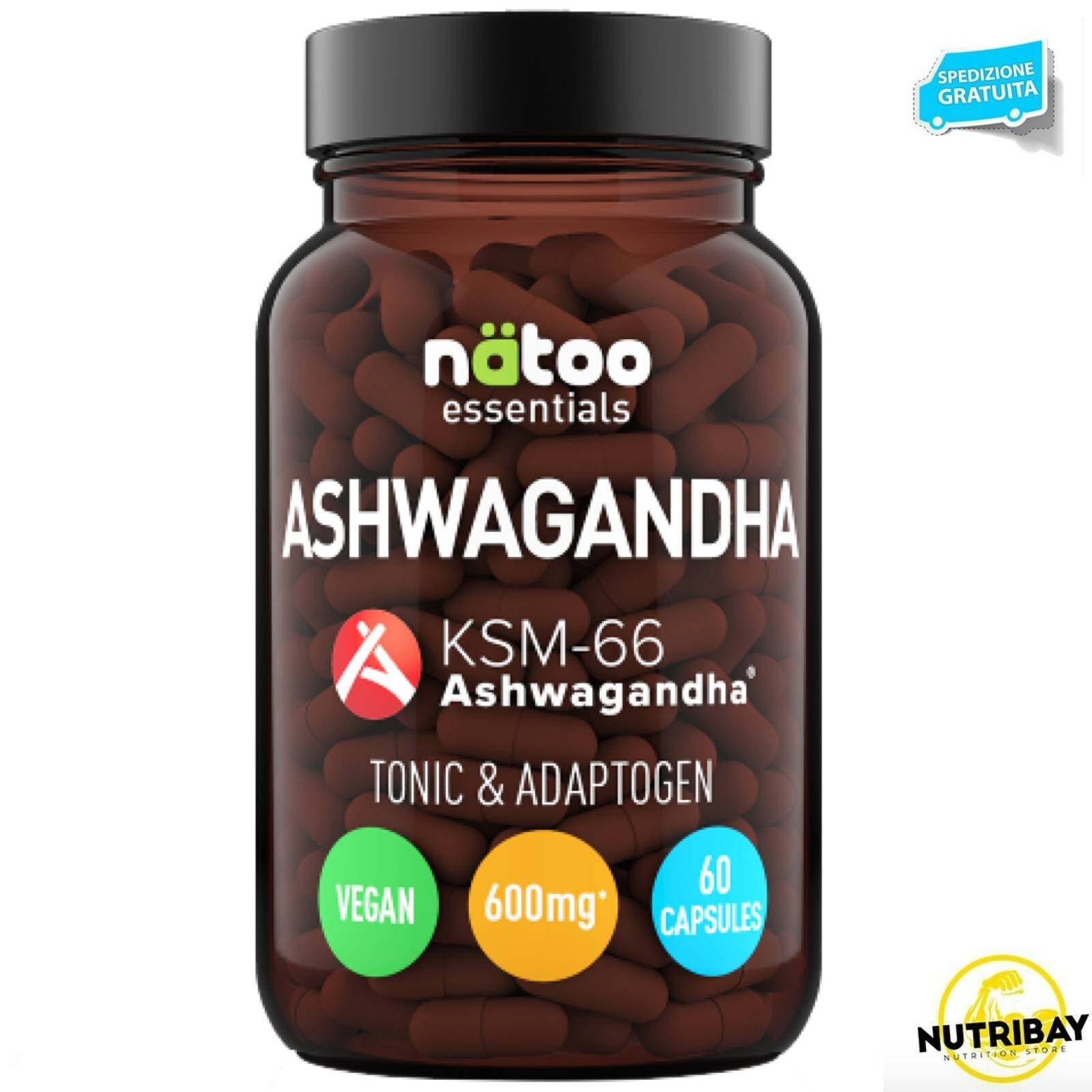 NATOO ESSENTIALS ASHWAGANDHA 60 CAPS INTEGRATORE DI GINSENG INDIANO