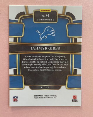 2023 Panini Select Football Jahmyr Gibbs #34 Detroit Lions | eBay