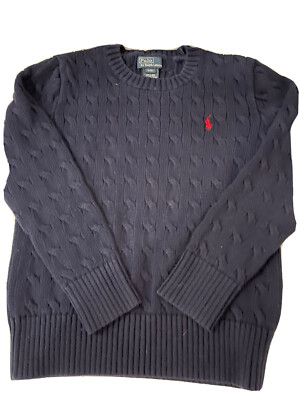 Polo Ralph Lauren Boys Small 8 Fisherman Cable Knit Sweater Cotton