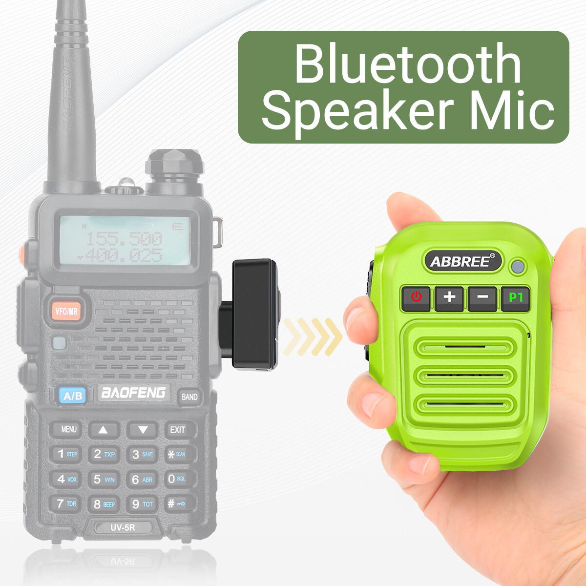 ABBREE Bluetooth Speaker Mic for Baofeng UV-5R Ham Radios and K6 Models