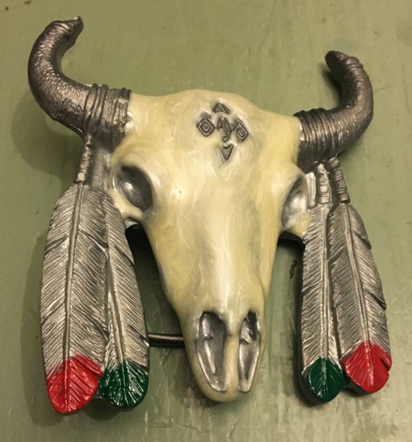 BUFFALO SKULL INDIAN FEATHERS BELT BUCKLE NEW eBay