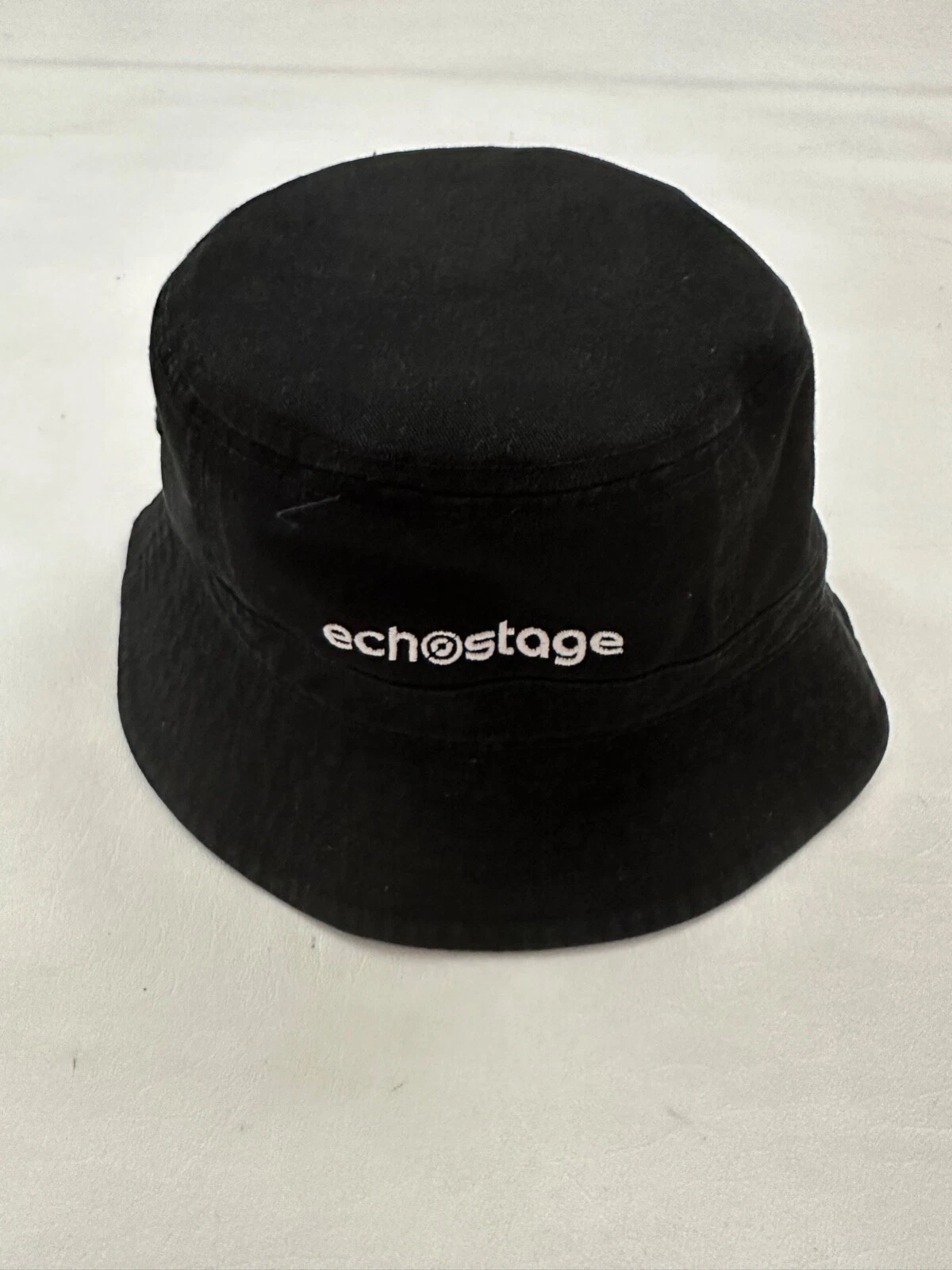 Echostage Logo Graphic Black Cotton Bucket Hat Cap SIze S/M