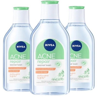 3X400ML Nivea Acne Repair Advanced Micellar Reduce Acne Makeup Remover Cleanser