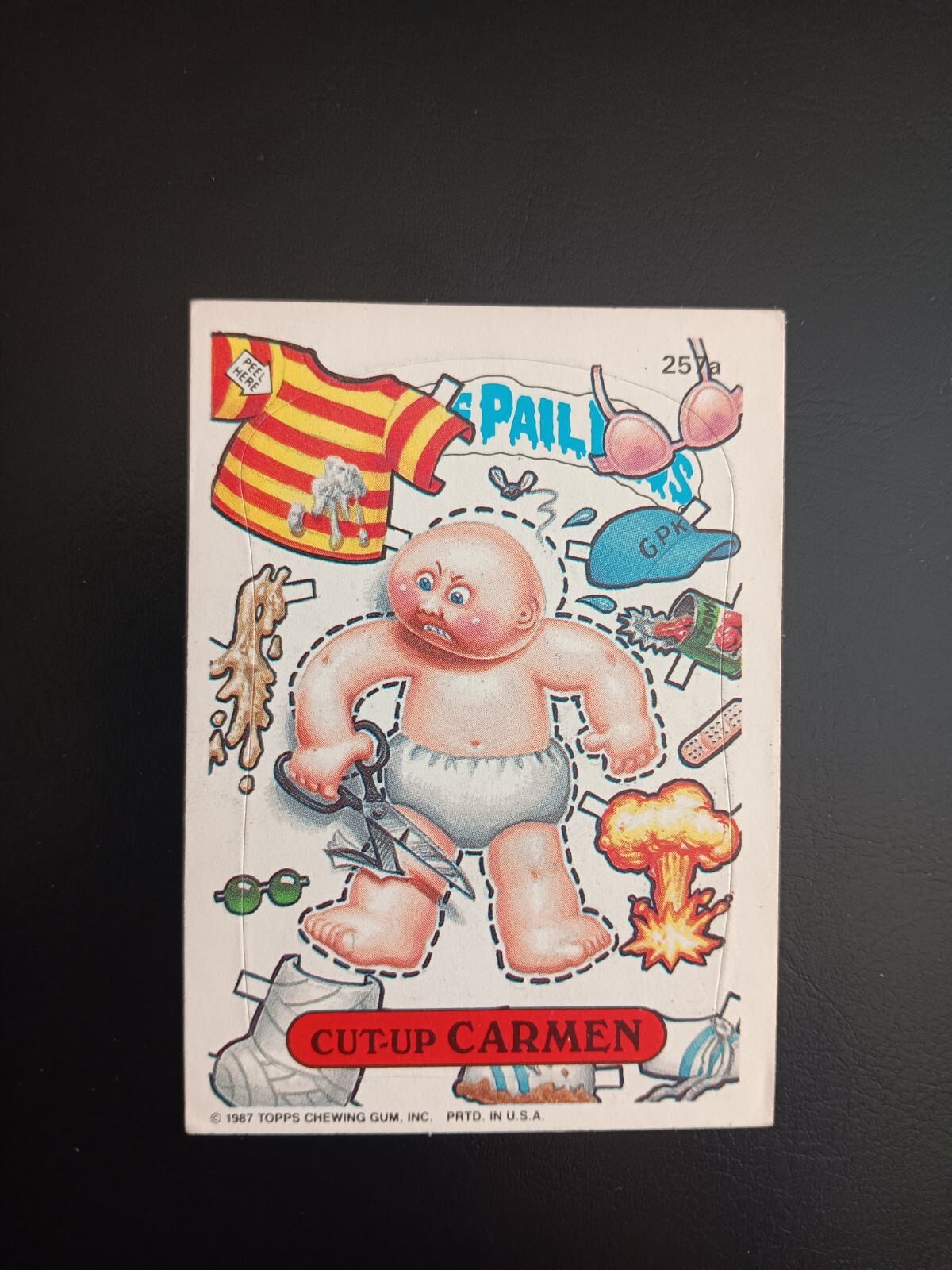 Garbage Pail Kid Card 1986 Series 7 Cut-Up Carman 257a