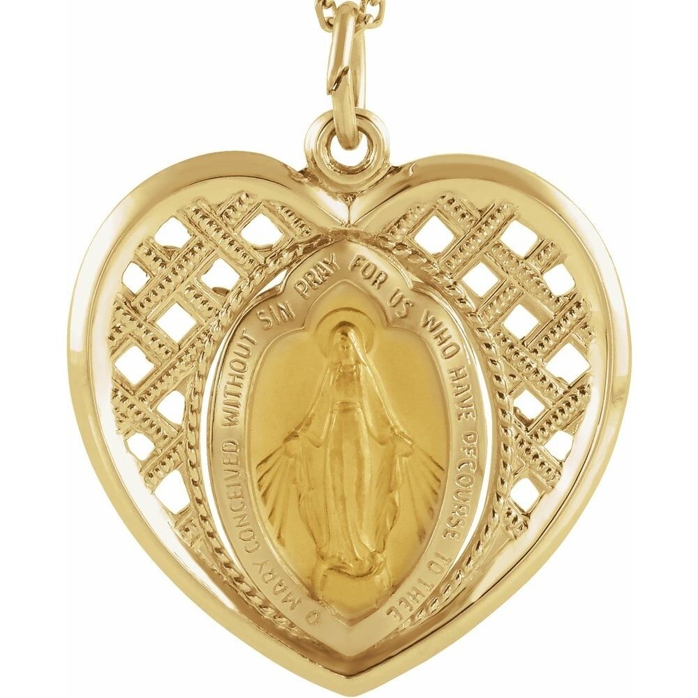 14k Miraculous Medal 14K Yellow Gold Miraculous Medal Charm