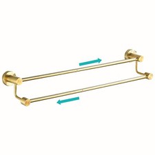 Brushed Gold Towel Rack 24 Inch Double Towel Bar Wall Mounted Bathroom Towel ...