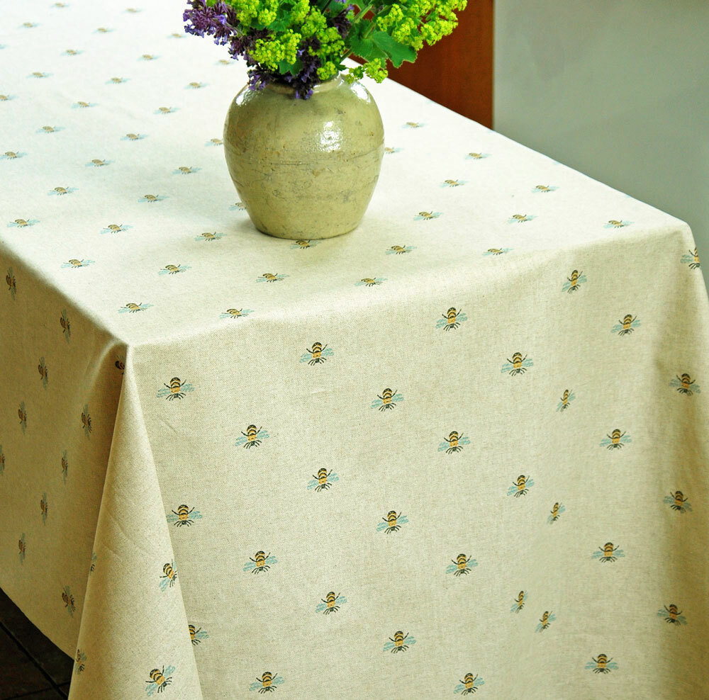 French linen oilcloth bee print machine washable table cloth eBay