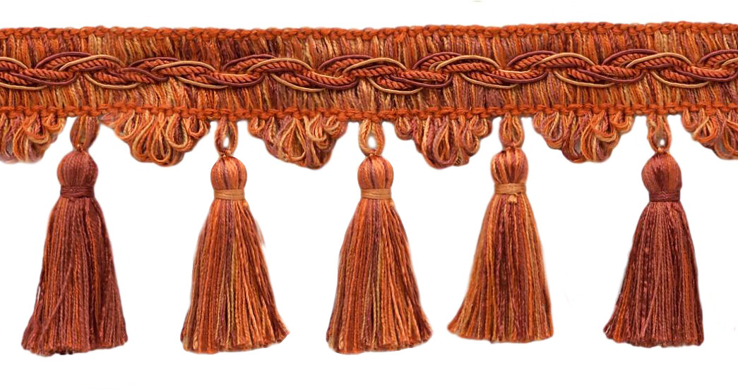 Scalloped Tassel Fringe Trim, Color# VNT10 - Fiesta Red [18 Yards]