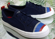 SPERRY CREST VIBE BUOY BLUE CANVAS SNEAKERS BOAT DECK LACED SHOES WOMENS SZ 9 M