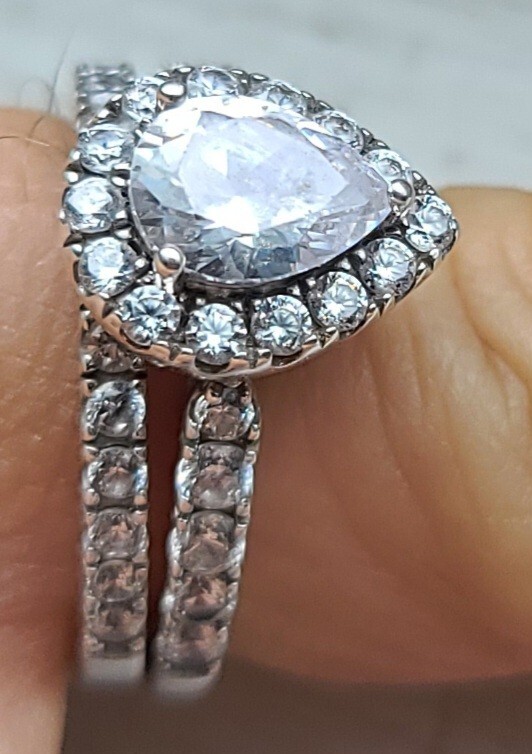 2 Sterling 925 Solid Silver Iced AAA Stacker Ring… - image 10