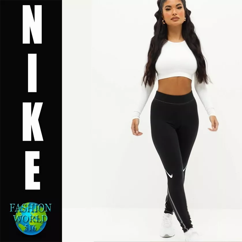 010 DR6165 Black/White Swoosh | Sportswear Women\'s Size Nike eBay Leggings XS High Rise