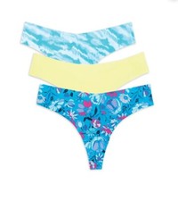 No Boundaries Women's Banded Thong Panties 3 PACK Blue Multi Size XS 1 NEW 