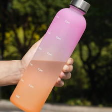 Water Bottle 1 Litre with Time Markings Gym Premium Quality & Durable           