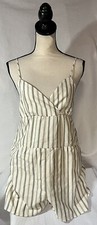 BCBGeneration NWT White Gray Stripe Romper with Pockets Size Small