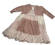 Paper Lace Gauze Cottagecore Pink Floral Boho Hippie Festival Peasant Dress XL