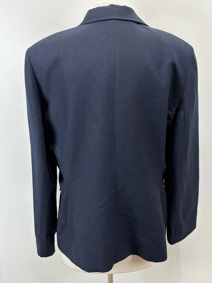 Tahari Arthur Levine 2 Pc Pant Suit Sz 18 Women’s Navy Jacket Linen Blend Career - Image 4 of 4