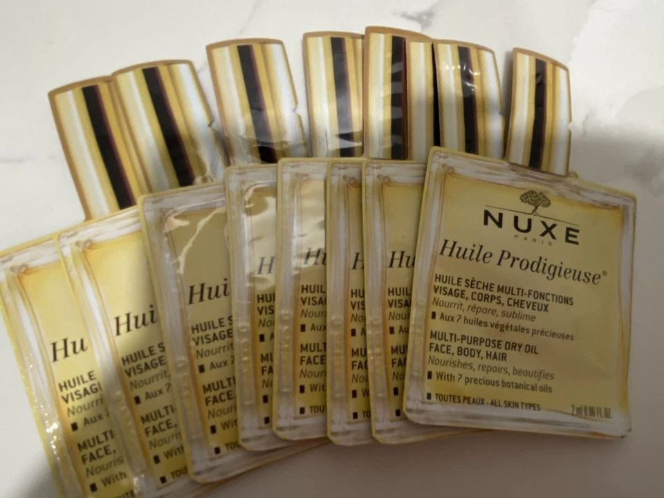 8 New NUXE Huile Prodigieuse Multi-purpose Dry Oil Face Body Hair 0.06 oz Sample - Image 2 of 3