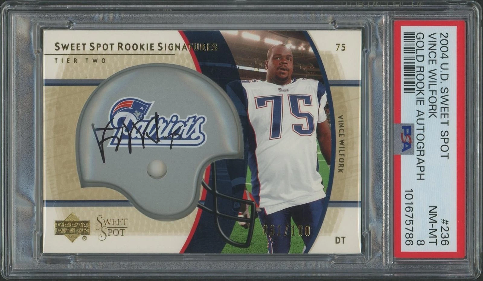Vince Wilfork Upper Deck Sweet Spot #236 Gold Rookie Autograph