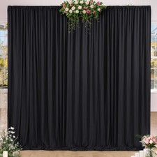 2 Panels Black Backdrop Curtains for Party 4x10ft Wrinkle-Free Polyester Drape