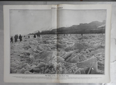 1910 B&W Early Photo: FROZEN Mississippi River in Jack Frost's Grip! 22x16 in.
