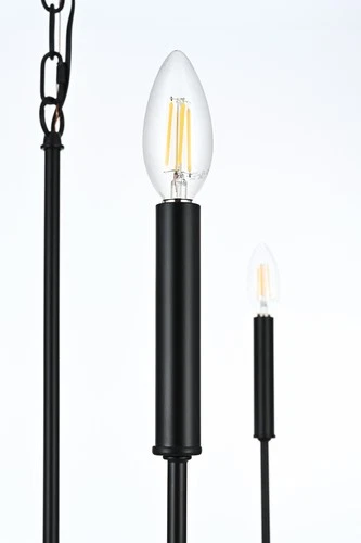 Elegant Lighting LD740D26 Willa 6 Light 26"W Taper Candle Pendant - Black - Picture 8 of 11