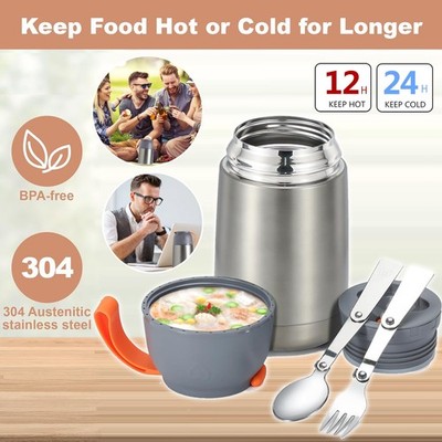 Thermobehälter Thermoskanne für Essen Suppen Speise Lunchbox aus Edelstahl 650ml