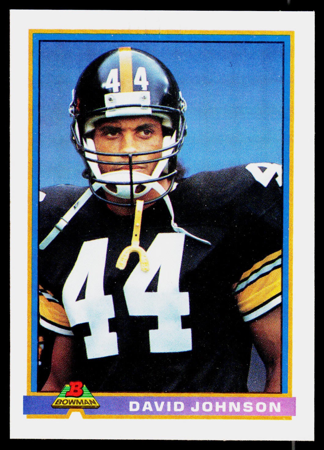 David Johnson, 1991 Bowman, #439, Pittsburgh Steelers, RC