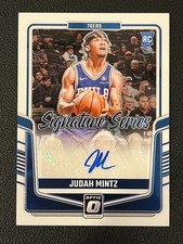 Judah Mintz 2024-25 Donruss Optic Rookie Auto Signature Series Sixers SS-MNT