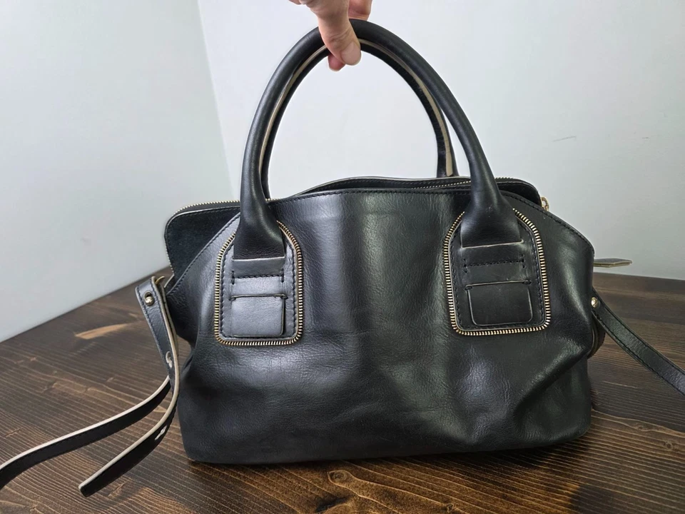 Bolso Bandolera Francesco Biasia Cuero Negro Para Mujer Bolso Italia Foto 3 de 4