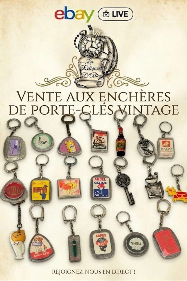 Vente aux enchères porte-clés vintage