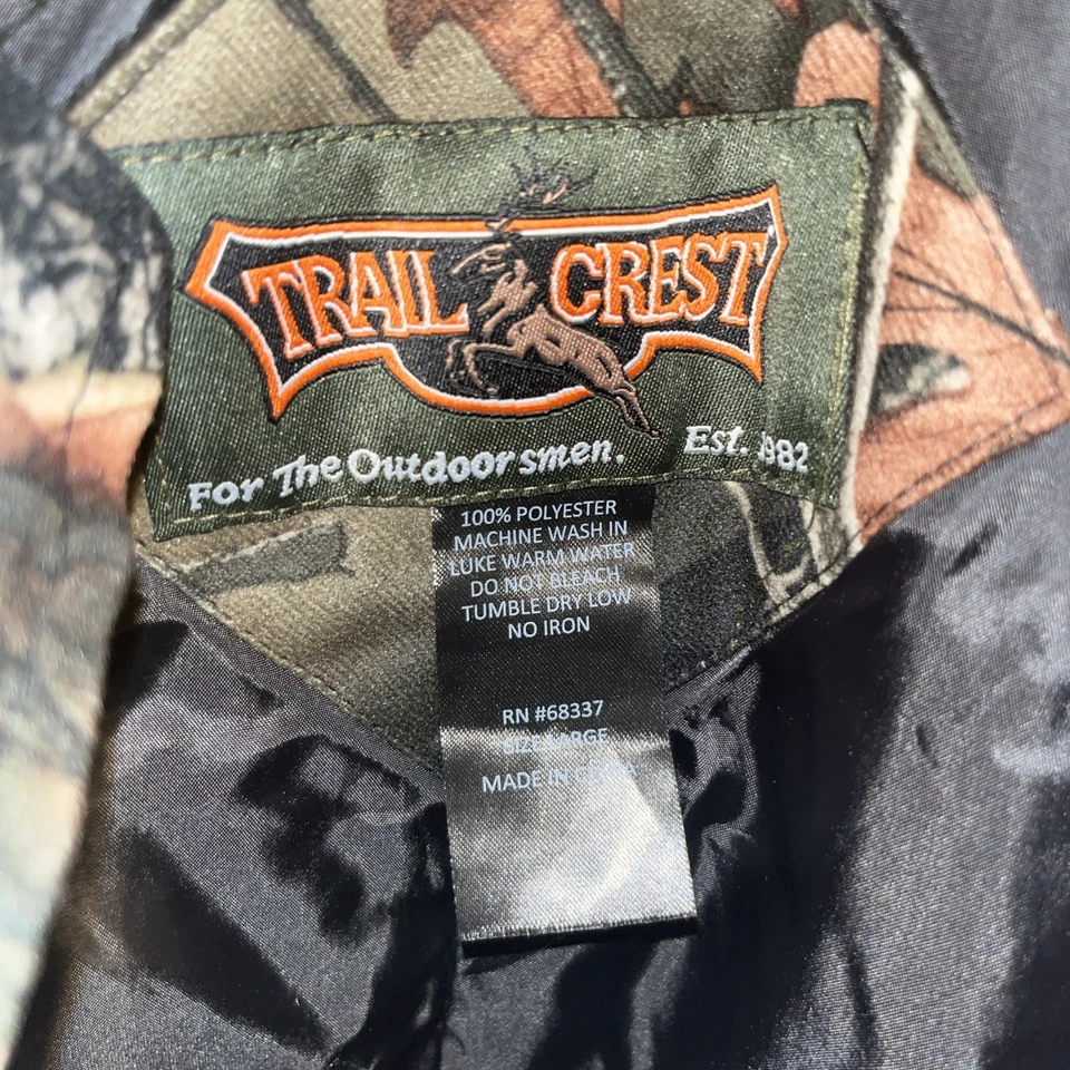Trail Crest Camouflage bib overalls boys SZ L Hunting Outdoor Insulated Zip Leg - Image 2 of 4