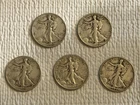 (Lot of 5) Walking Liberty 90% Silver Half Dollar Coins 1945 Circulated ￼
