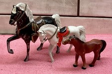 Cast Horse Pot Metal Painted Toy Lot of 3 Two Marked Made in Japan VTG 1950  s