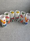 (6) Vintage Federal Glass Frosted Fruit Tom Collins Glassware 7” 3 Designs