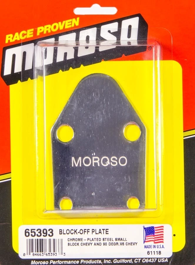 Moroso 65393, One Chrome Steel Sb Chevy F.P. Block-Off Performance Racing Parts Foto 3 de 4