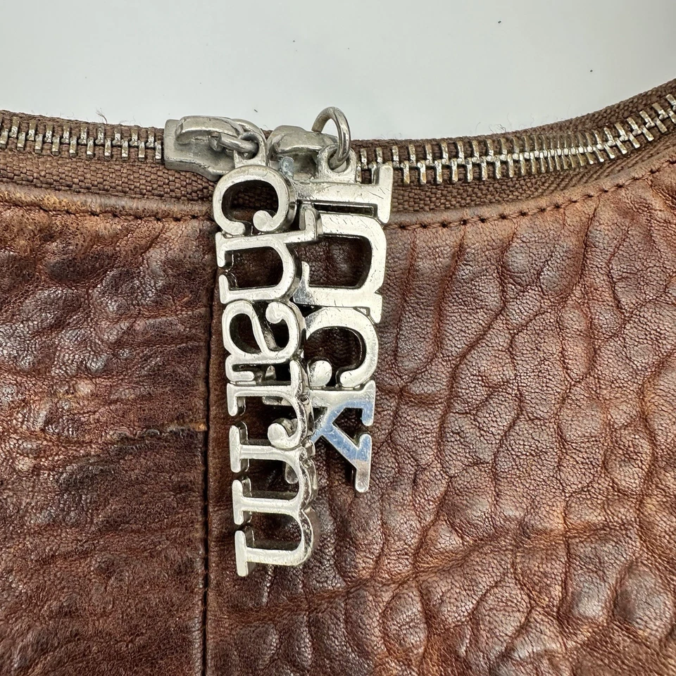 Bolso de Mano Vintage Charm And Luck Negro Cuero Marrón Estrás Y2K Rock Gótico Foto 2 de 4