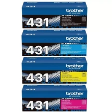 Brother TN431 Toner Set BK/C/M/Y, Genuine, OEM, High Yield, 4-Pack, Sealed