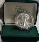1989 US Silver Eagle $1 Gem Unc in Green Felt Gift Box