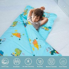 Fainsy Nap Mat with Pillow and Blanket, 100 Cotton Fabric, Padded Sleeping m...
