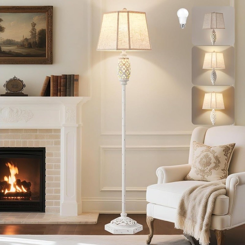 Vintage Floral Resin Floor Lamp Dual Ambient Lighting 63